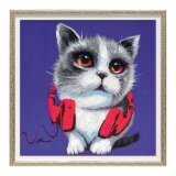 オイルペイントアート パープルレッドフォン ＜約３３×３３ｃｍ＞ 