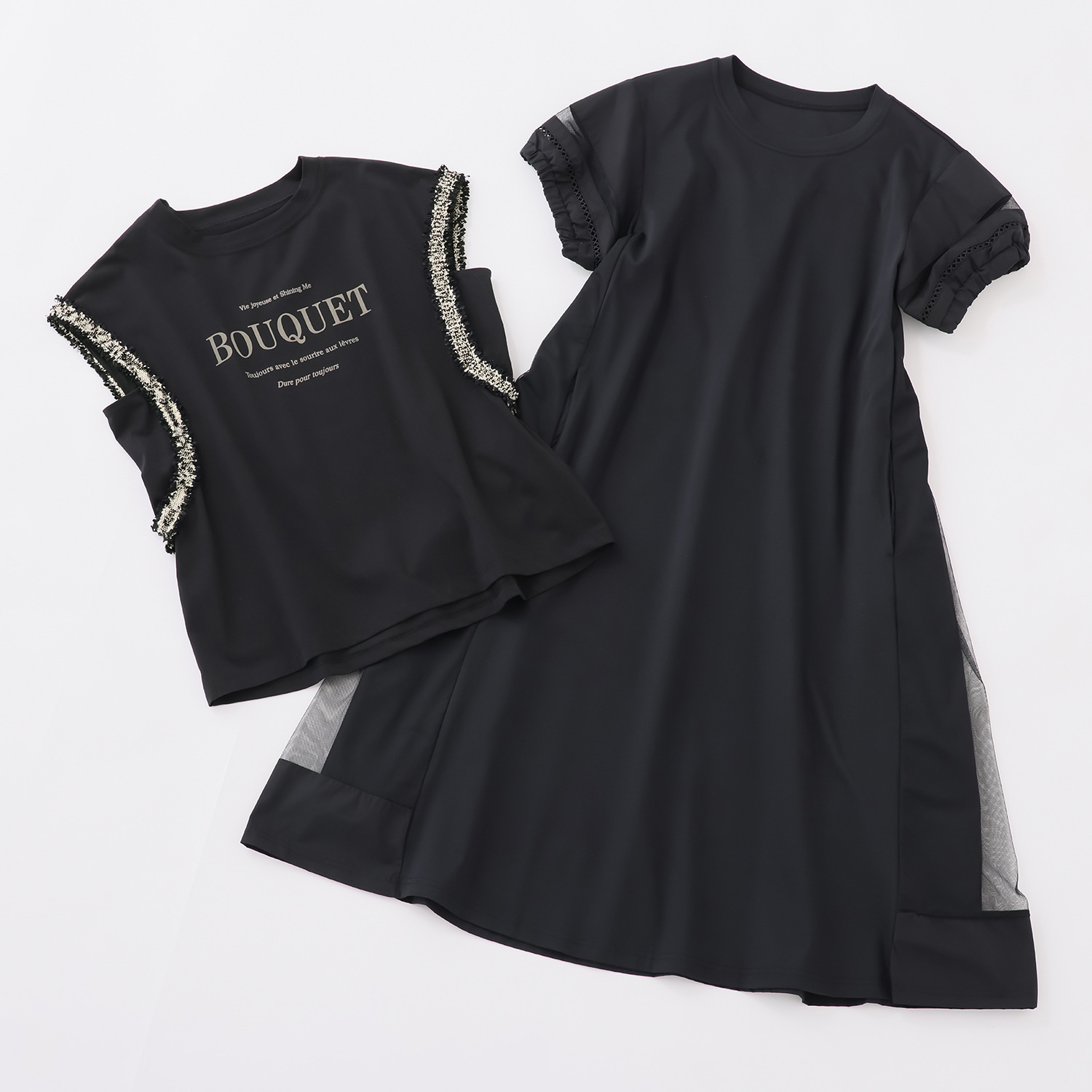 カラーは届くまでお楽しみ ワンピース＆ カットソープルオーバー ファッションアイテム ２点セット