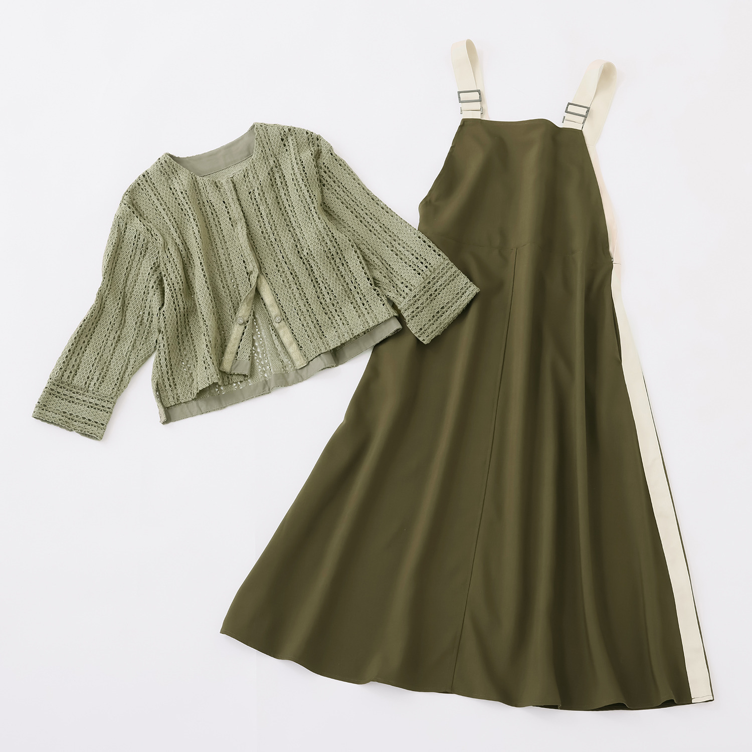 カラーは届くまでお楽しみ ジャンパースカート＆ カーデジャケット ファッションアイテム ２点セット