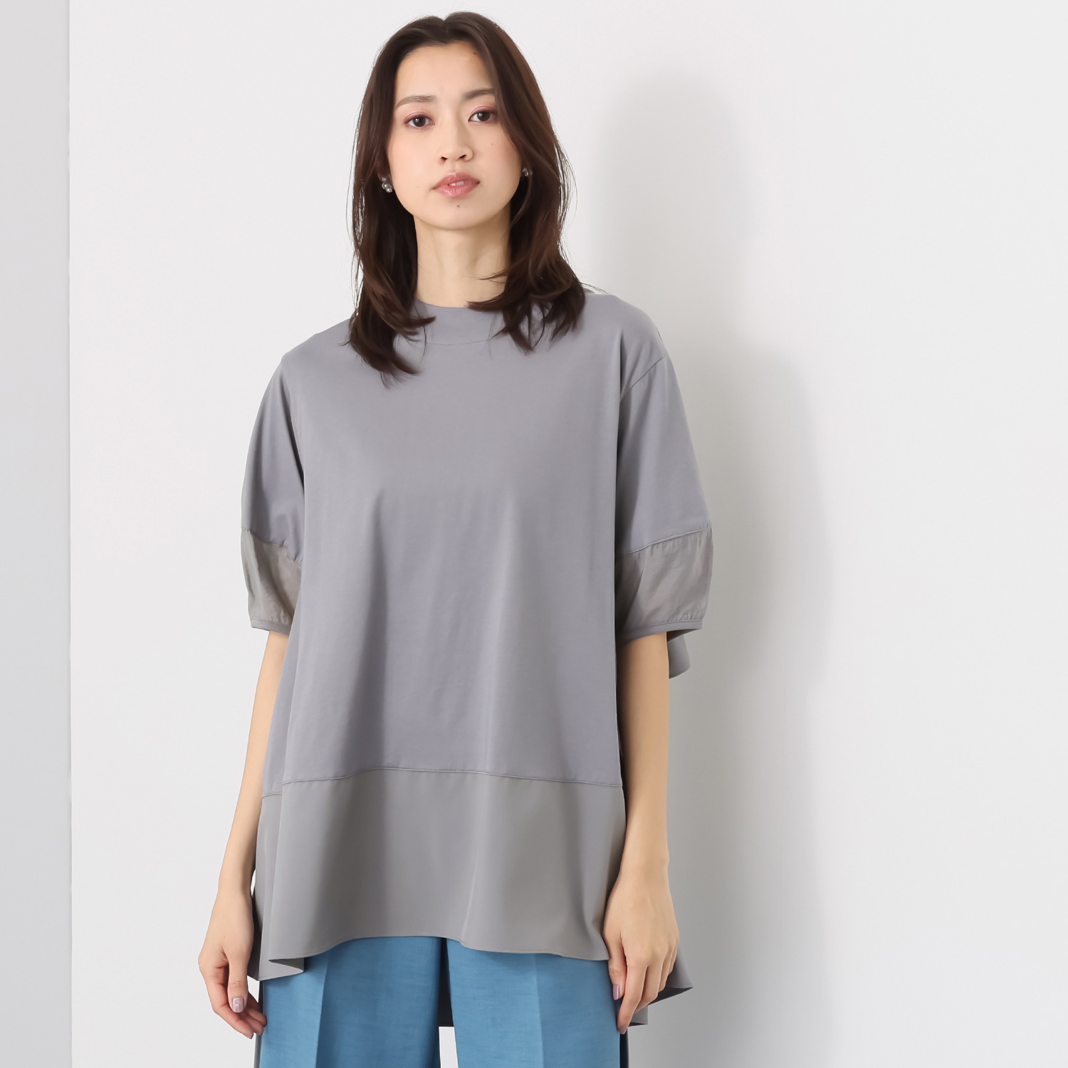 スタイル・ラヴィー バックフリル＆ 袖切替アクセント 豪華チュニック プルオーバー