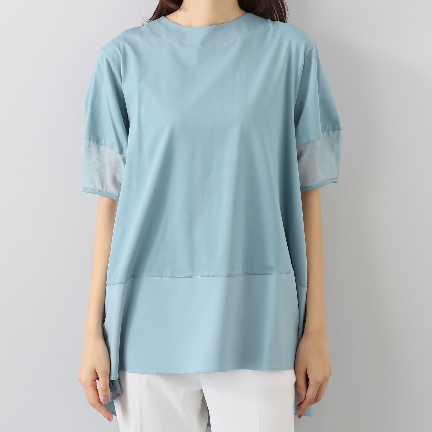 スタイル・ラヴィー バックフリル＆ 袖切替アクセント 豪華チュニック プルオーバー