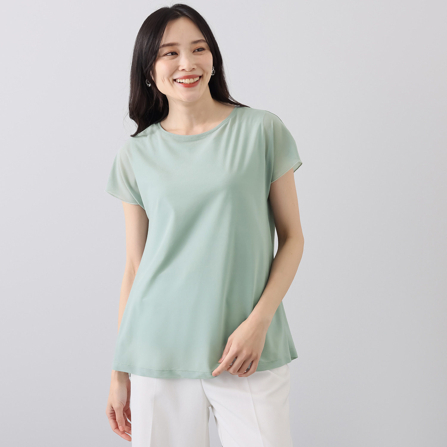 ベネディクション 接触冷感コットン ハイゲージジャージー シアーレイヤード プルオーバー