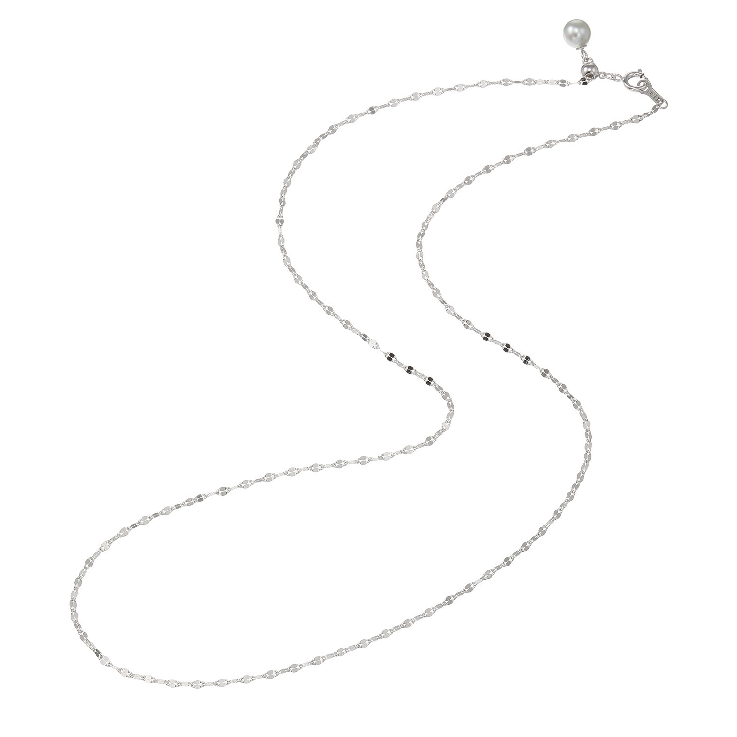 ブーレ シルバー 国産無調色 ナチュラルグレー ベビーアコヤパールエンド ペタルチェーンネックレス