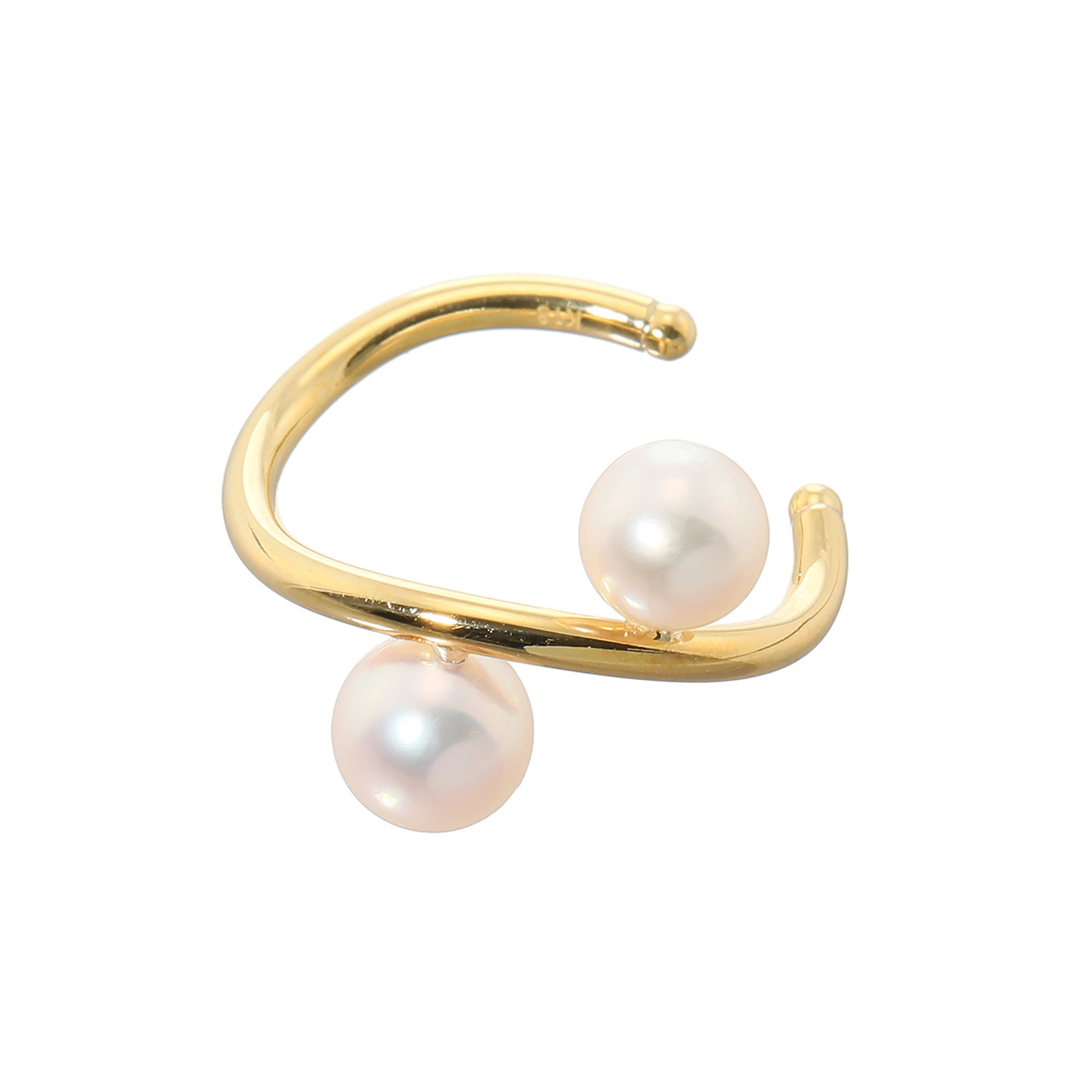 ジュペレ 18K 国産ベビーアコヤパール メタルライン イヤーカフ 