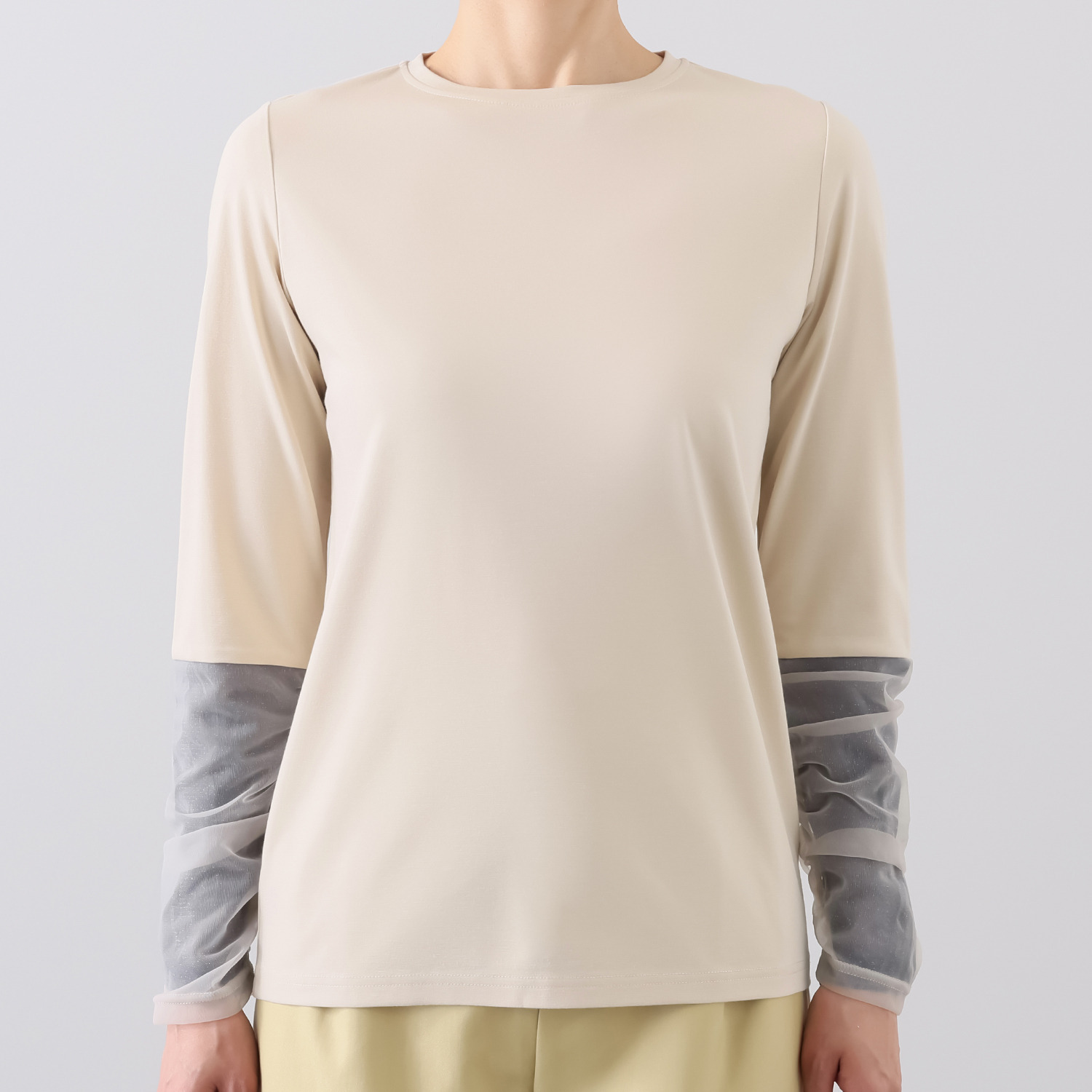 コモエリークローゼット 異素材ギャザーアクセント プルオーバー