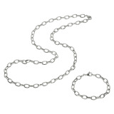 デルークス ステンレス ボリューム ロングネックレス＆ ブレスレットセット