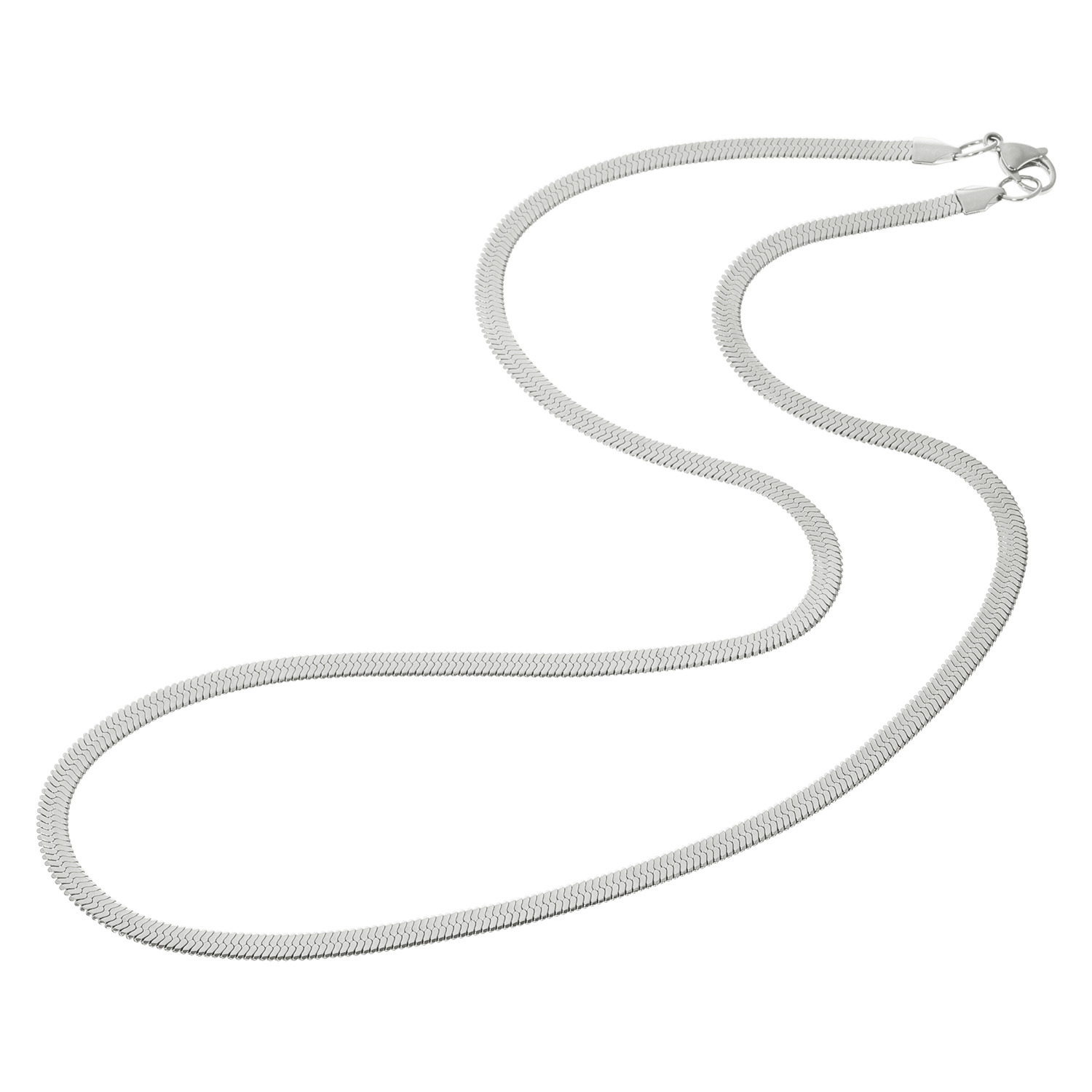 デルークス ステンレス ヘリンボーン スネークチェーン ロングネックレス