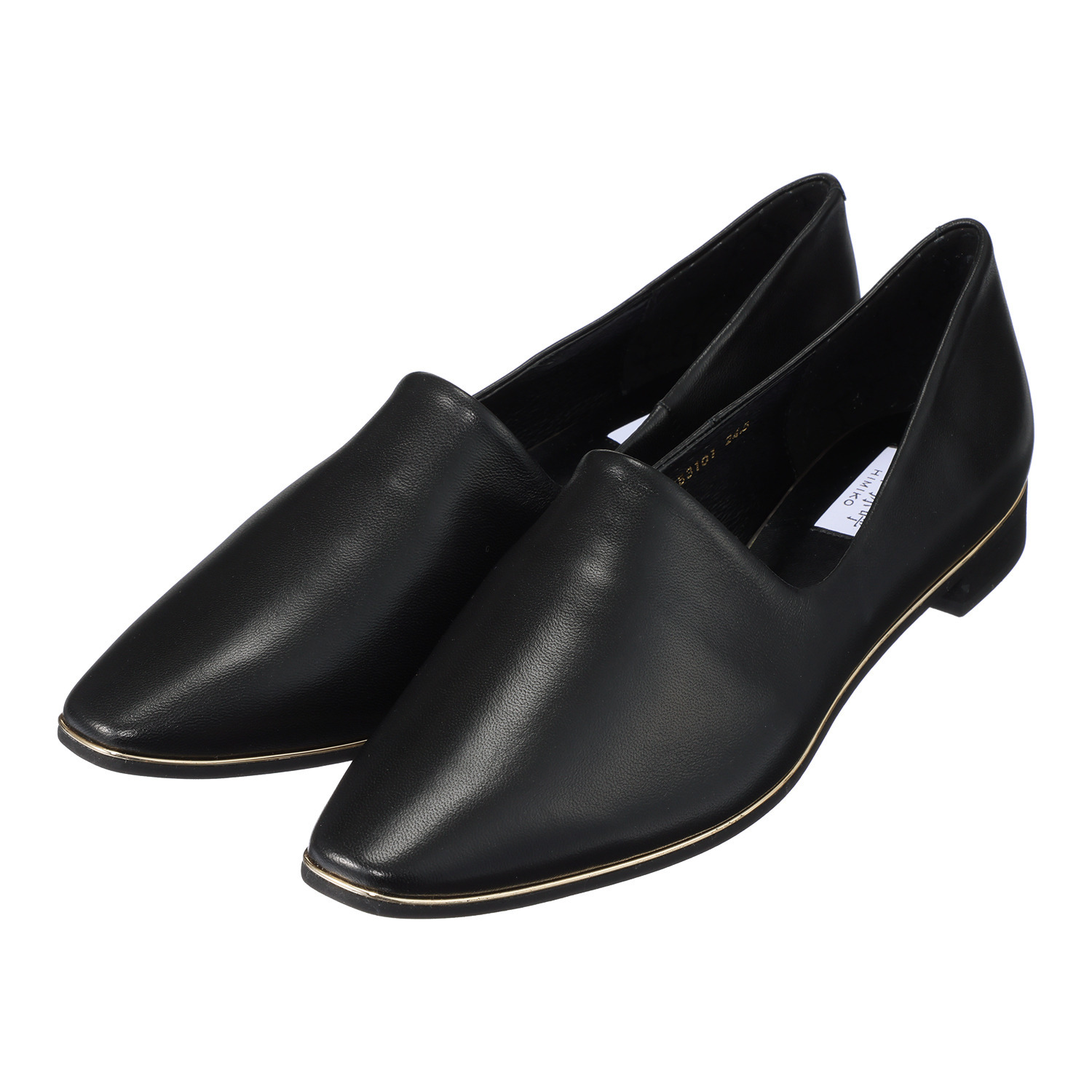 卑弥呼 ＜日本製＞はっ水本革 メタルライン フラットパンプス