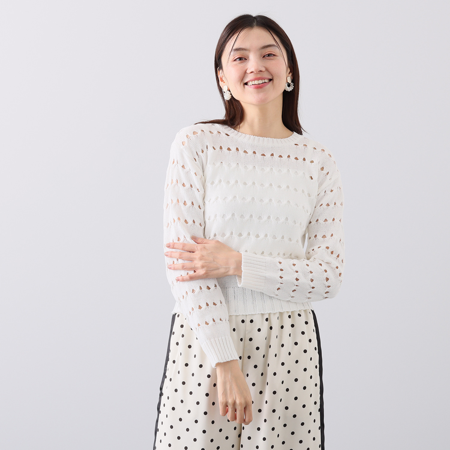 エピデミーク 透かし編みニット プルオーバー