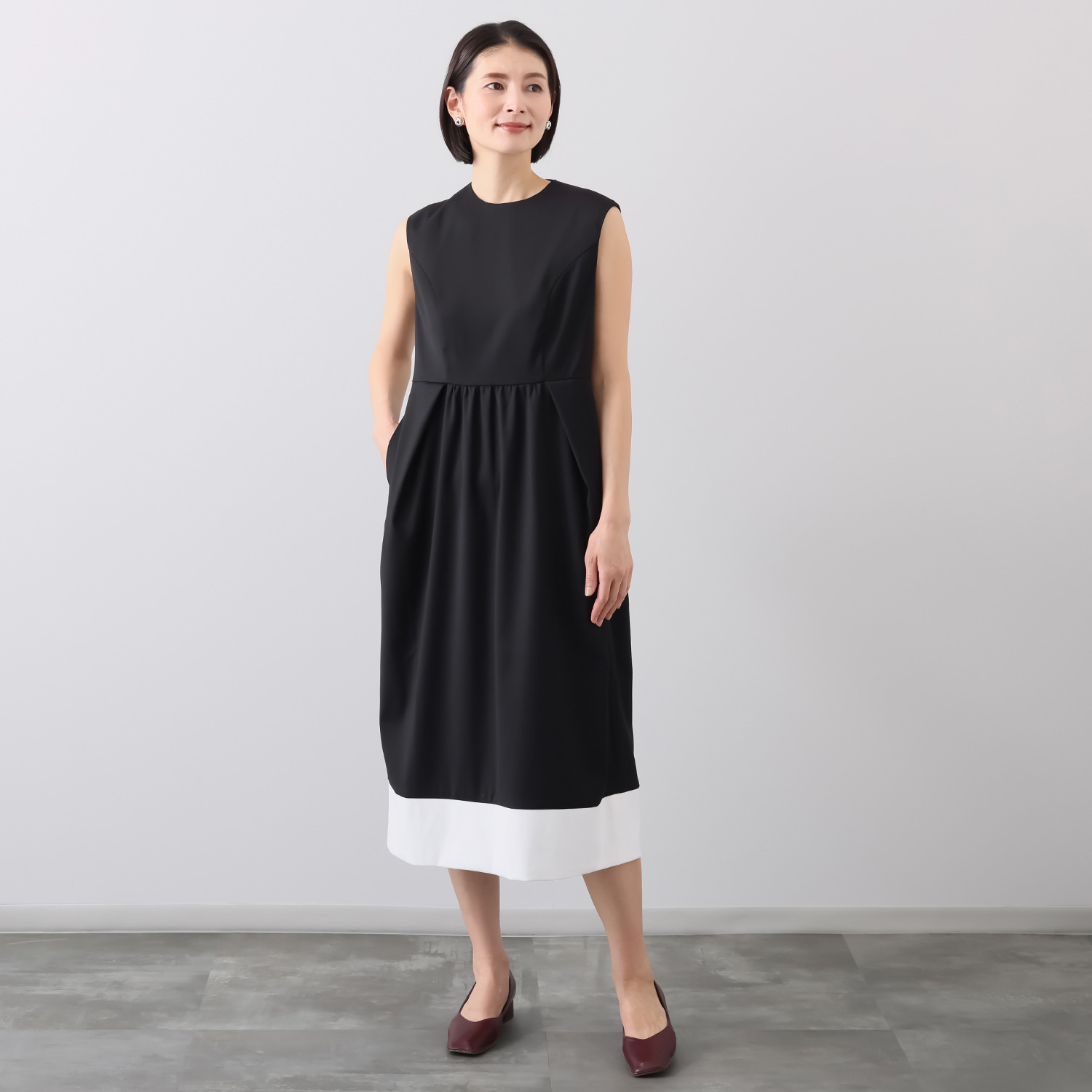 ボンボン・エ・ショコラ バイカラーアクセント ワンピース