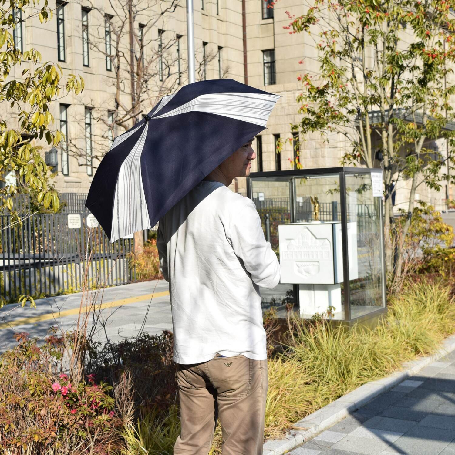 シノワズリーモダン スクエア二重張り 晴雨兼用 ショート折りたたみ傘 ＜メンズ＞