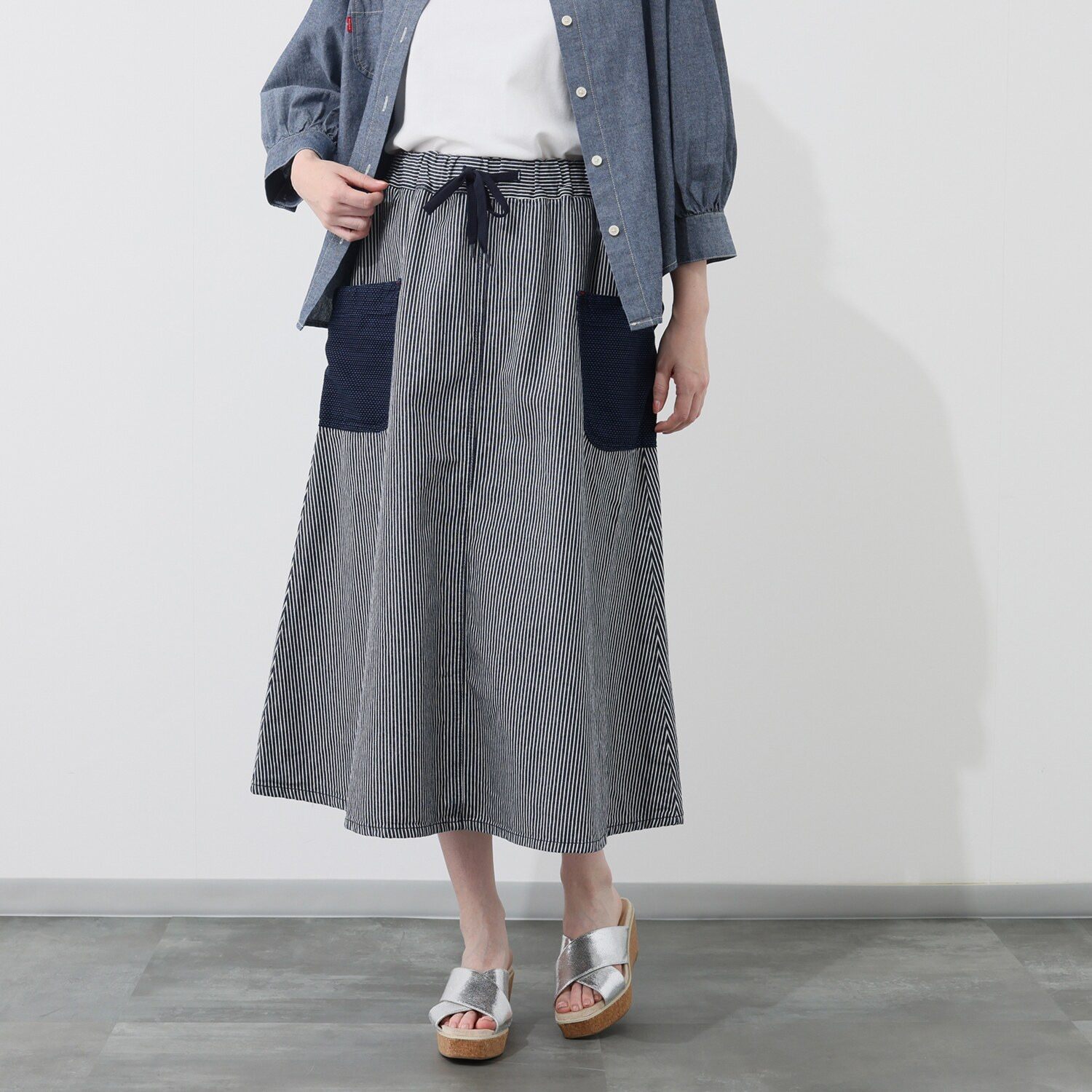 ベティスミス 刺し子 ヒッコリースカート