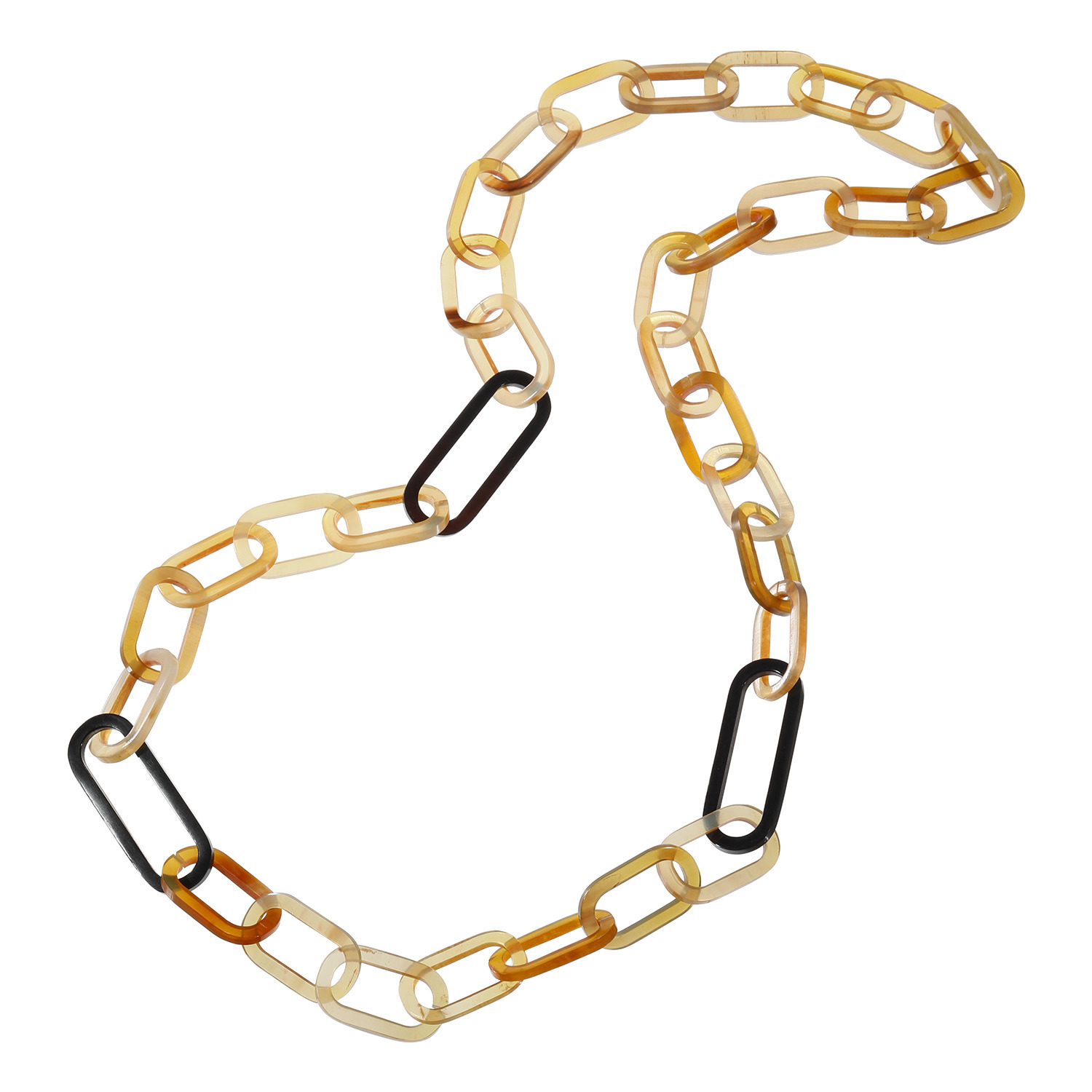 グレイスモア 水牛 配色デザイン クリップチェーン ロングネックレス