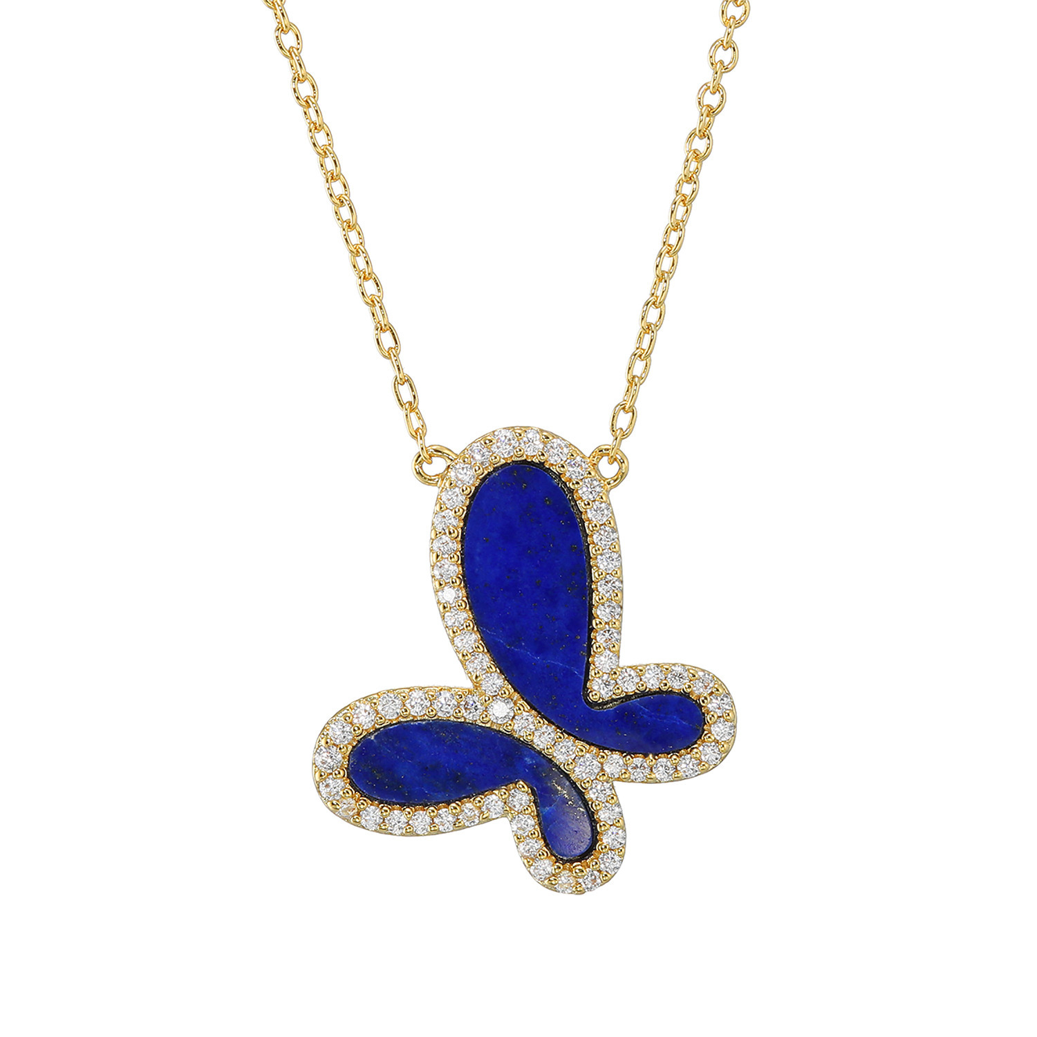 インプレスミー ラピスラズリ＆ＣＺ バタフライモティーフ ネックレス