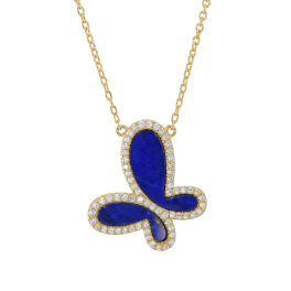 インプレスミー ラピスラズリ＆ＣＺ バタフライモティーフ ネックレス