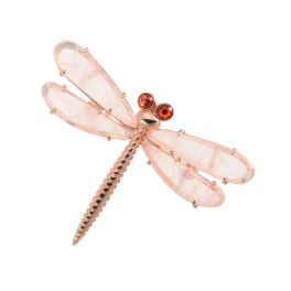 インプレスミー ローズクォーツ＆ ガーネット さくらトンボ ペンダントブローチ