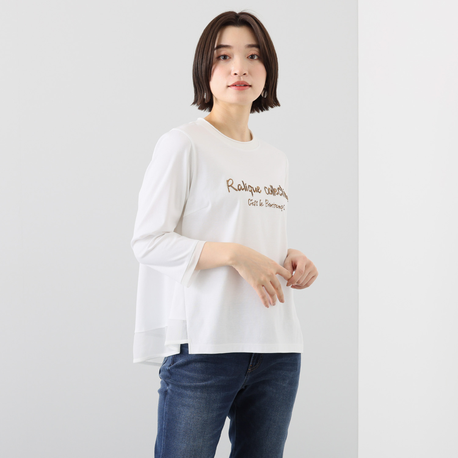 レ・ラリック ロゴアクセント ロングＴシャツ