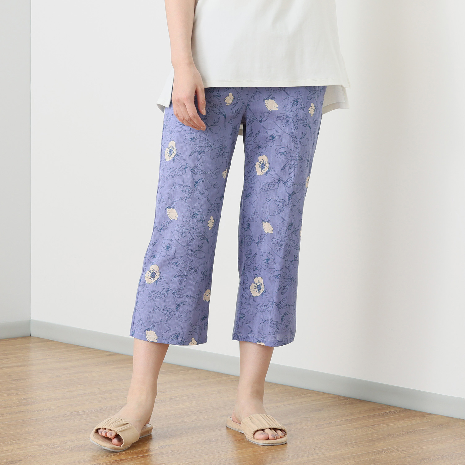 肌ごころ 綿１００％ 高島ちぢみ 八分丈ボトム