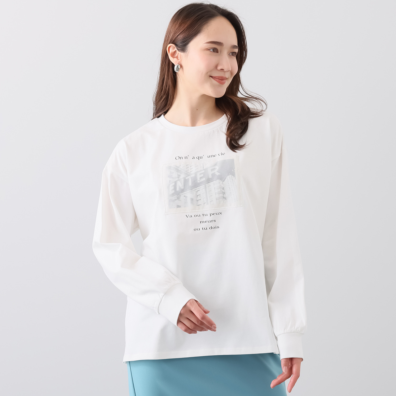 エピデミーク オーガンジー フォトプリント ロングＴシャツ