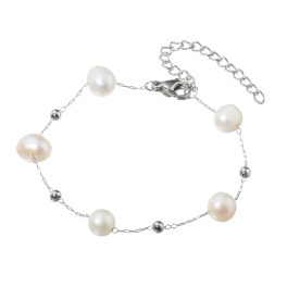 カリーナ・ペルラ ステンレスボール＆ 淡水パール ステーション ブレスレット