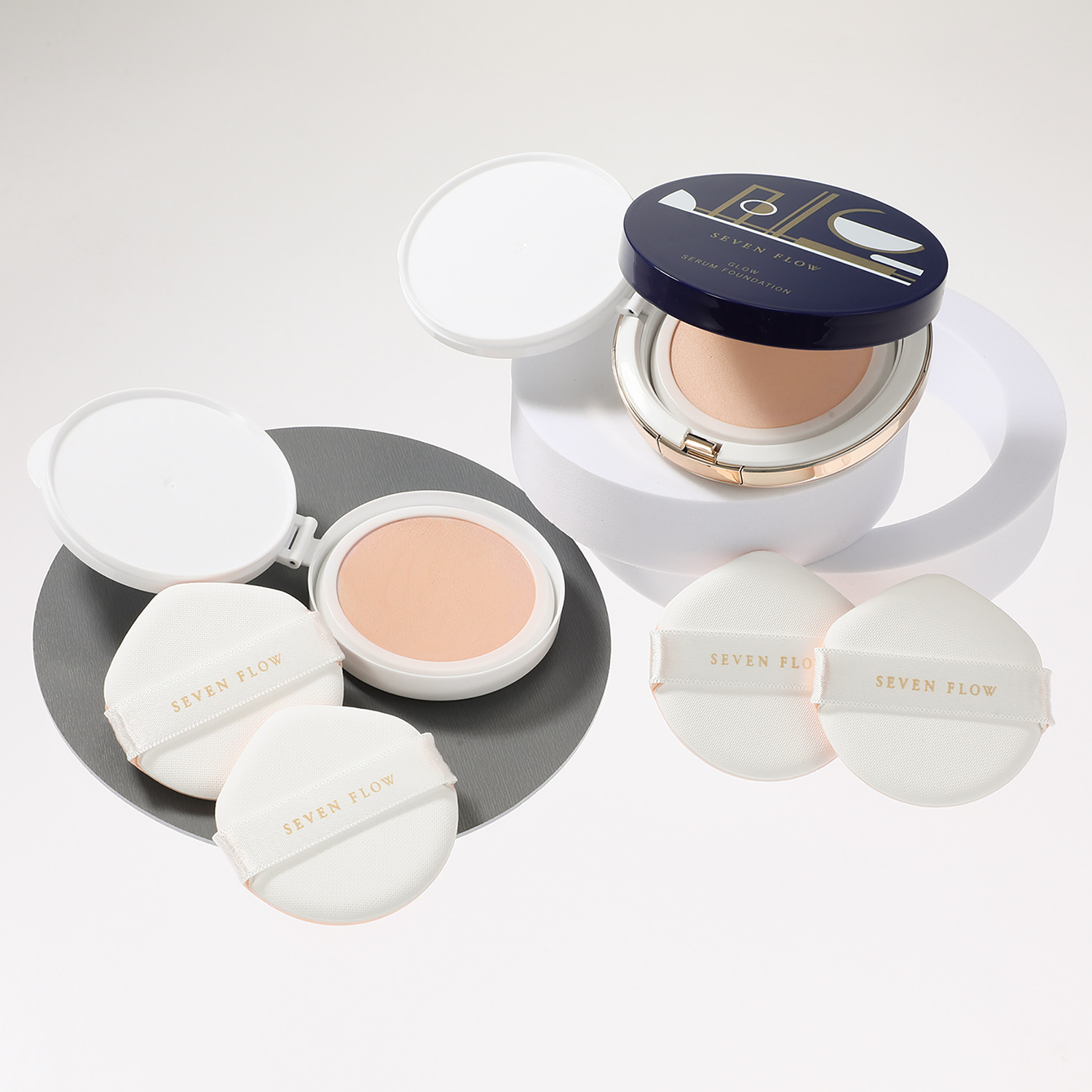 セブン　フロー メイクしながらスキンケア 透明感ある上品ツヤ肌演出 １品１１役！ グロウセラム ファンデーション ２個分特別セット