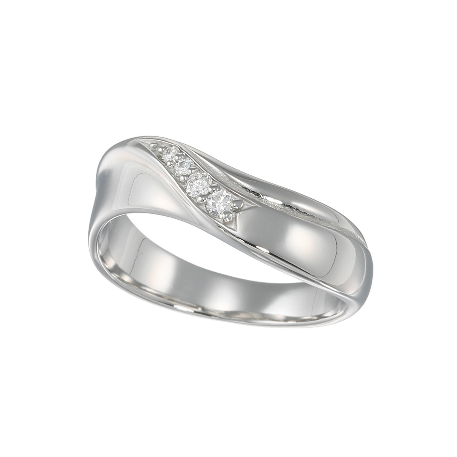 リノン サージカルステンレス ダイヤモンド ウェーブデザイン リング