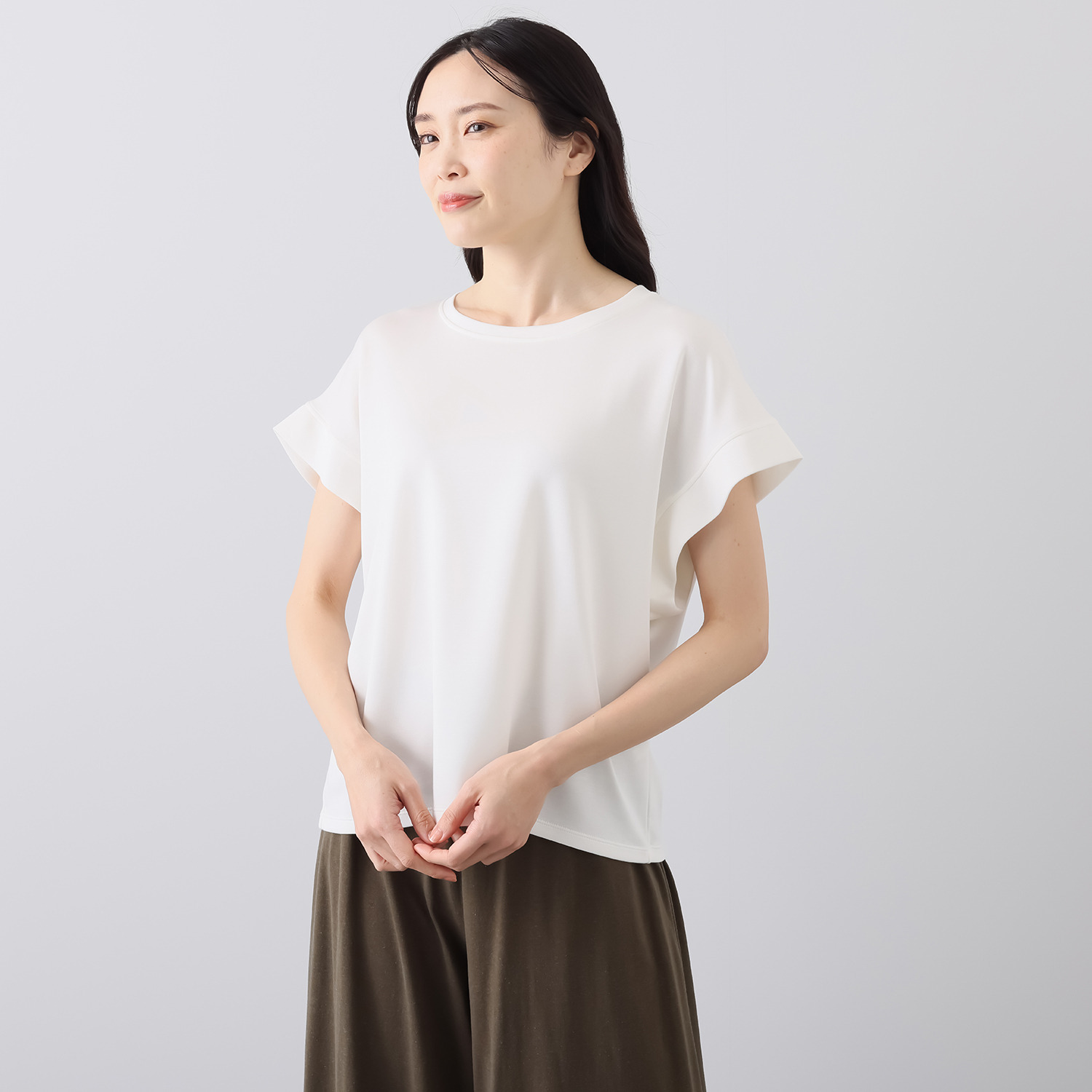 ココンライフ　ドゥ ＵＶカット モダール混 フレンチスリーブ風 プルオーバー