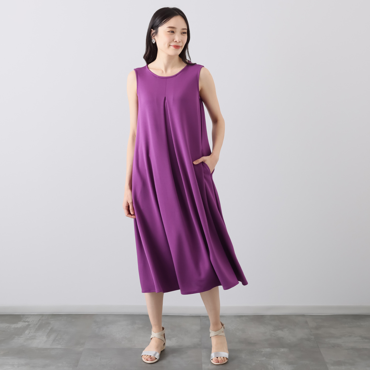 ココンライフ ドゥ UVカット モダール混 胸元タック入り