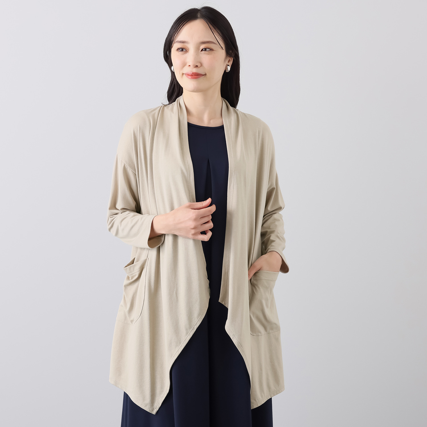 ココンライフ　ドゥ ＵＶカット・接触冷感 近赤外線カット ヘンプ混 イレギュラーヘム カーディガン