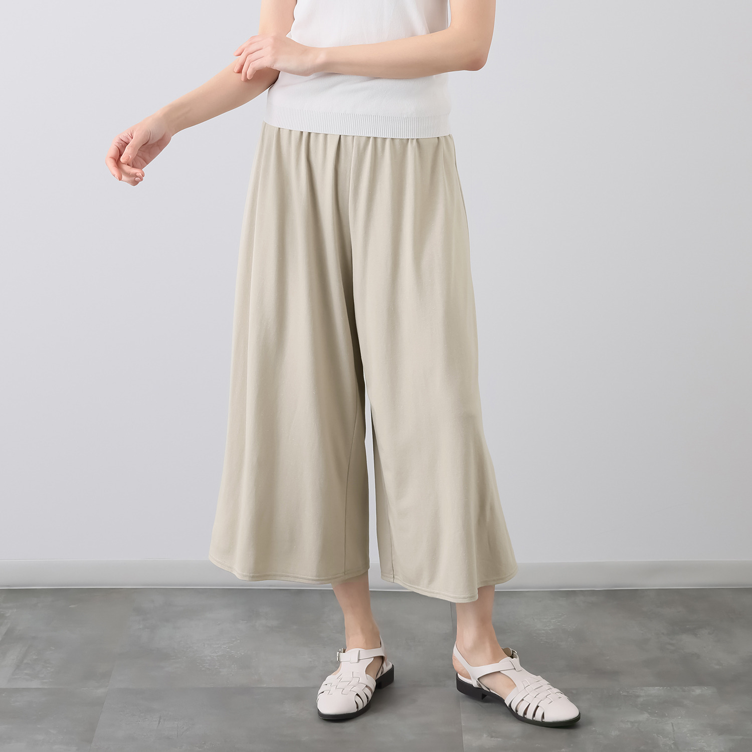 ココンライフ　ドゥ ＵＶカット・接触冷感 近赤外線カット ヘンプ混 ウエスト総ゴム ワイドパンツ
