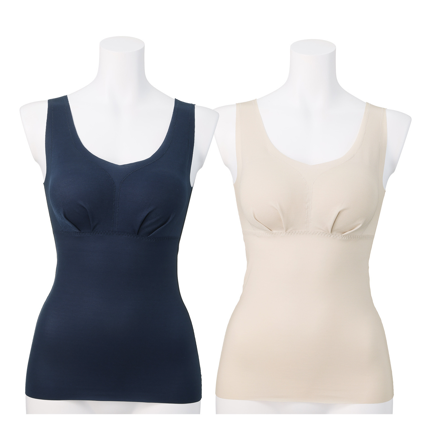 きれいになろう！ 抗菌防臭 日本製綿混素材 楽に美しバストメイク カップ付タンクトップ ２枚セット