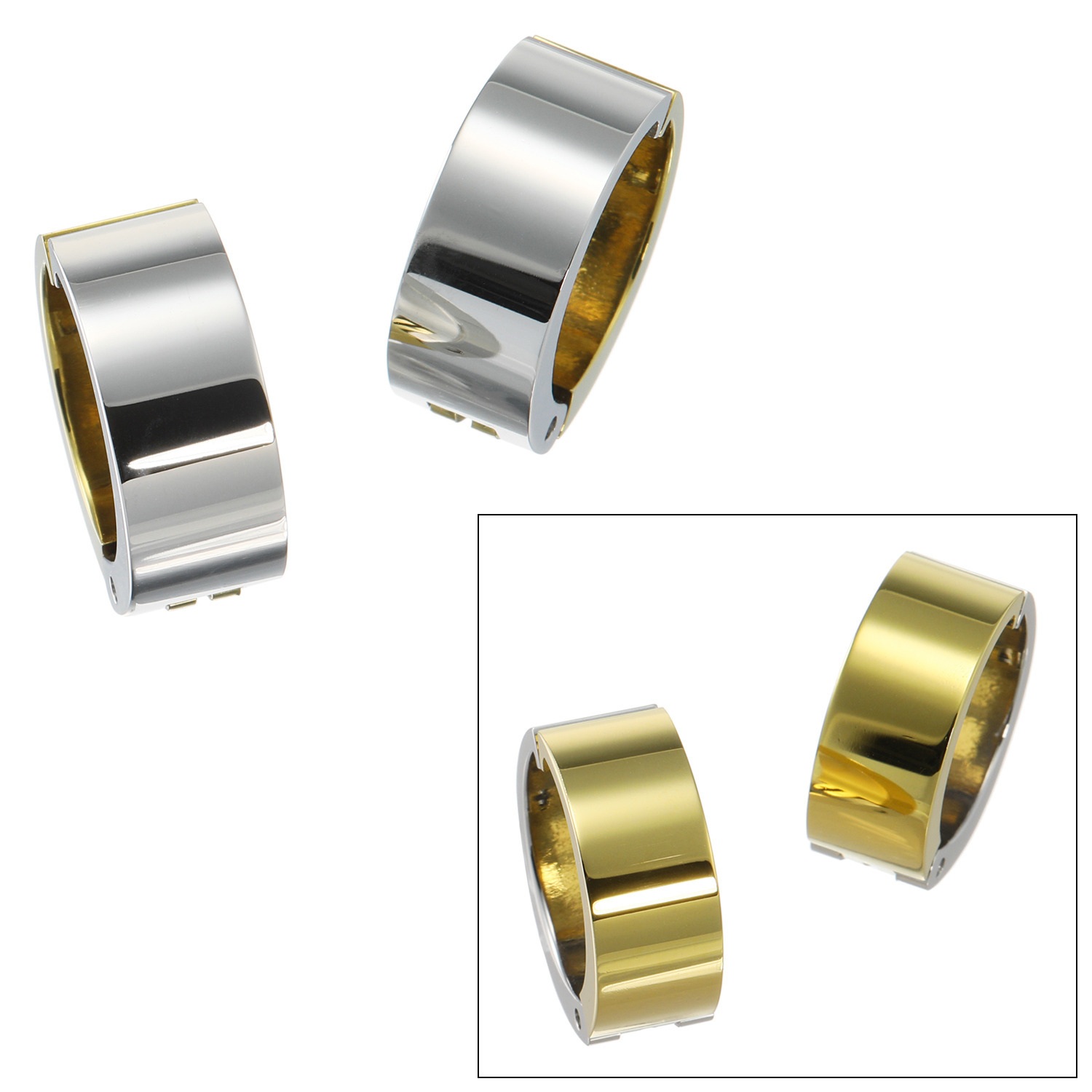 リノン サージカルステンレス ツーカラーデザイン ボリューム リバーシブルイヤリング “ミミソフト”