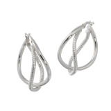 エクセラ イタリアン・シルバー ２層コーティング 鏡面＆ダイヤモンドカット ダブルフープピアス