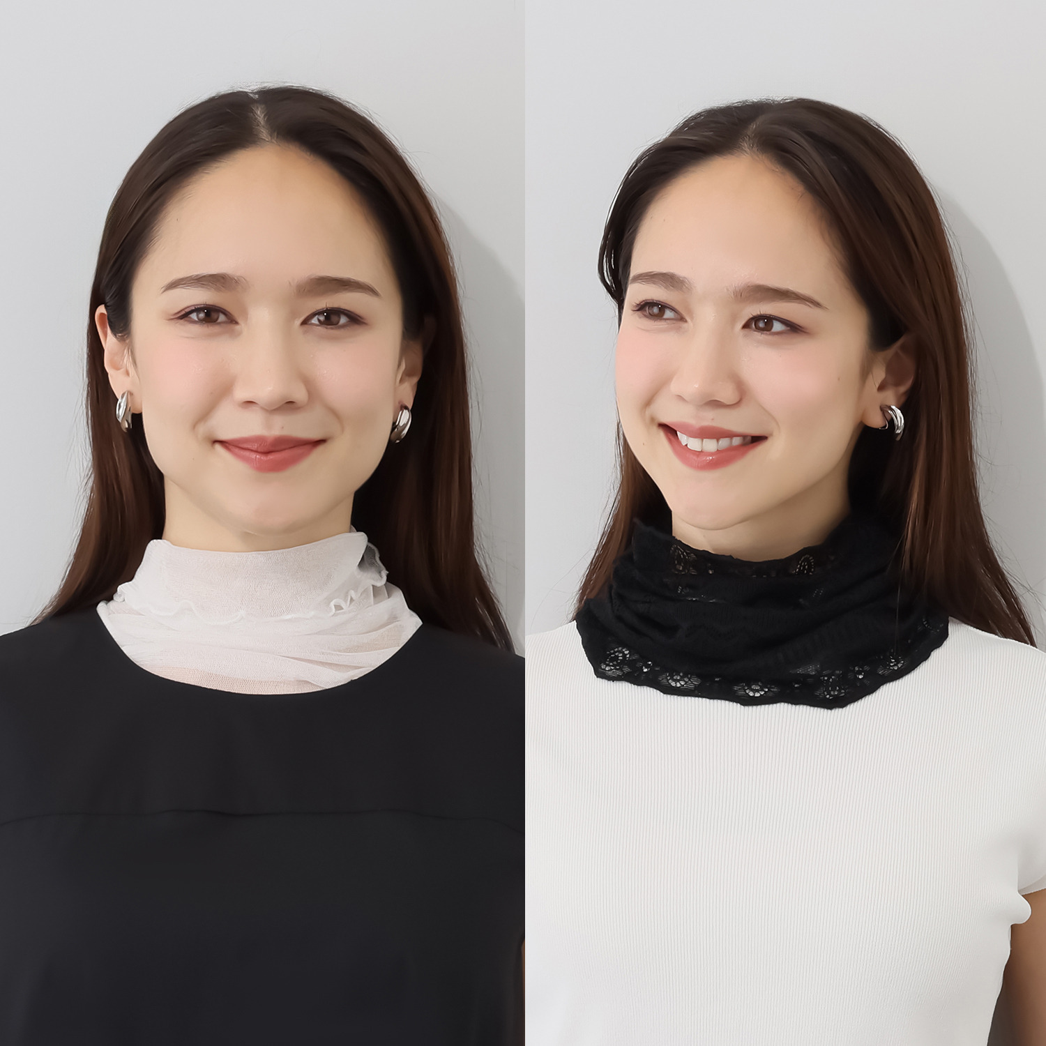 ルナルーチェ シルク１００％チュール＆ ストレッチレース スヌード２枚セット