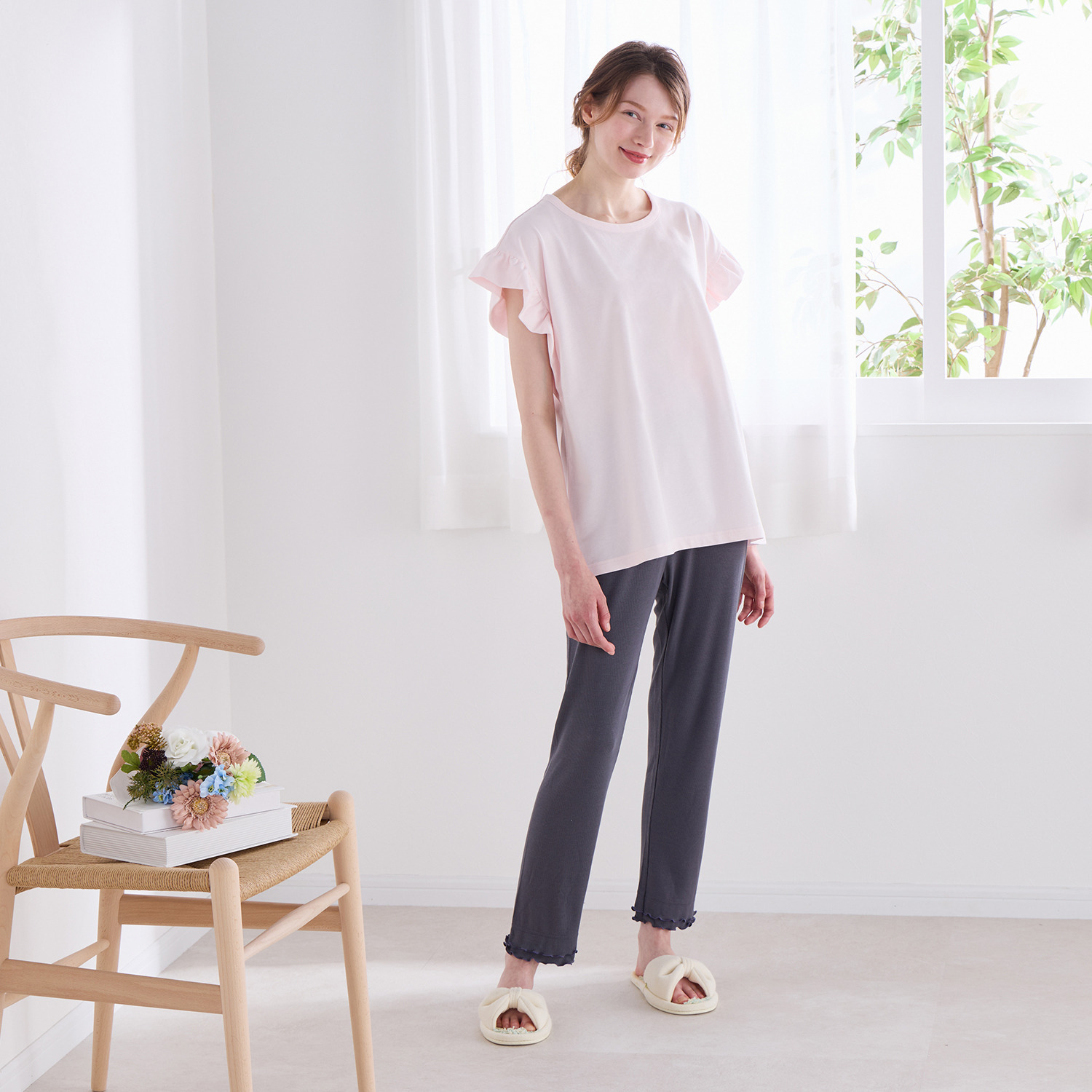 ナルエー リブニット さらっと涼やか おやすみレギンス