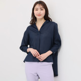 メリオン ヨーロピアンフラックスＲ フレンチリネン１００％ スキッパーネック ブラウス