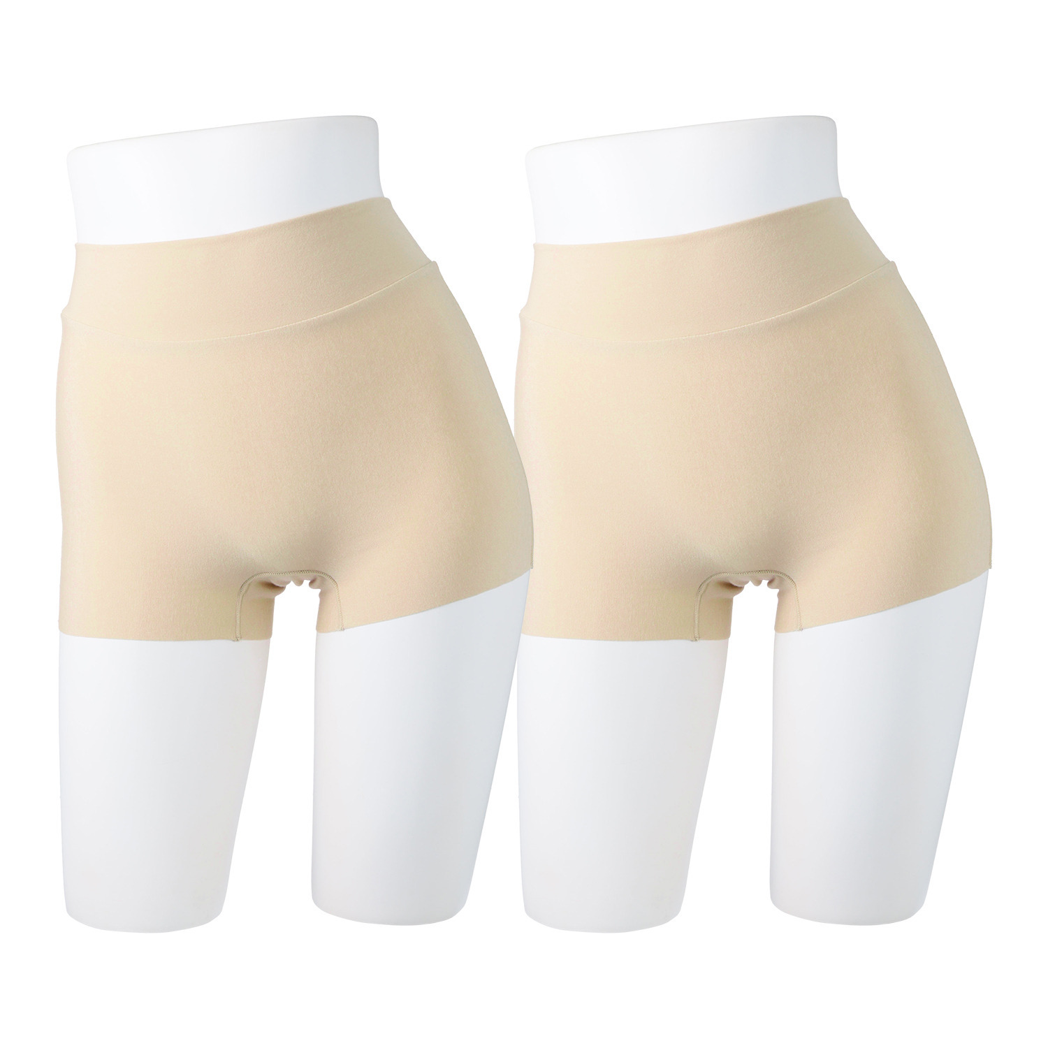 ヌーディーフィット 綿混　フリーカット 一分丈ショーツ 同色２枚セット