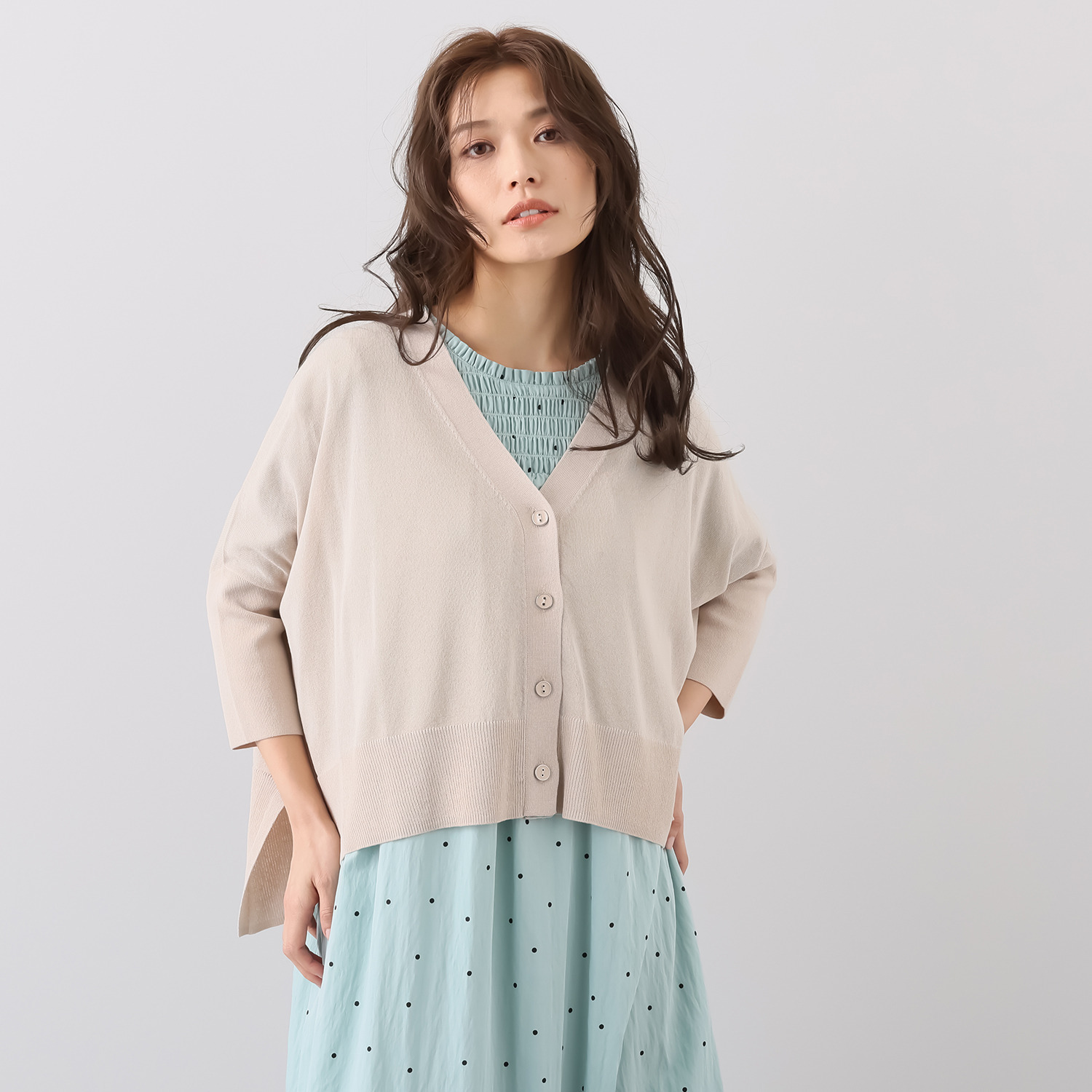 アリュメット 五分袖カーディガン