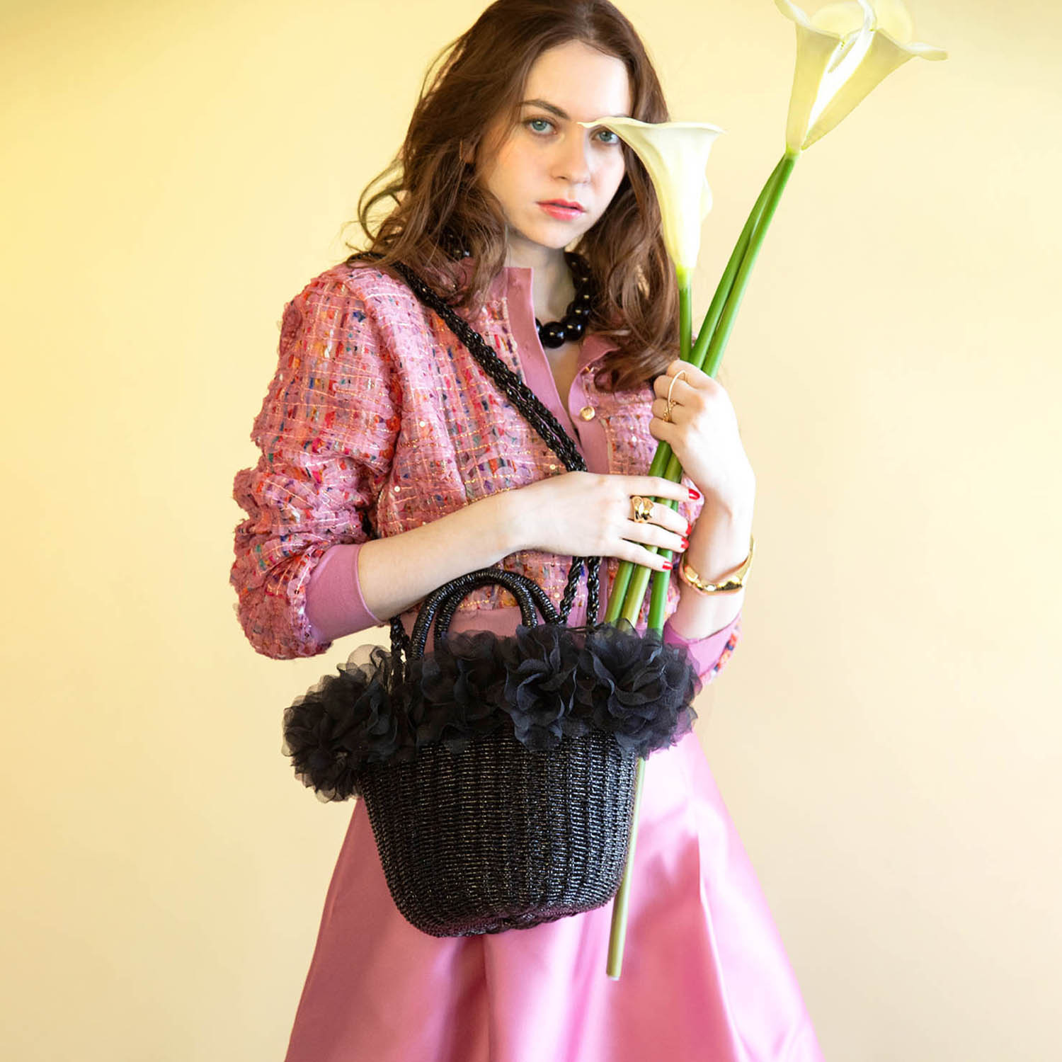 イストワール アザレアデザイン 手編み２ウェイバスケット