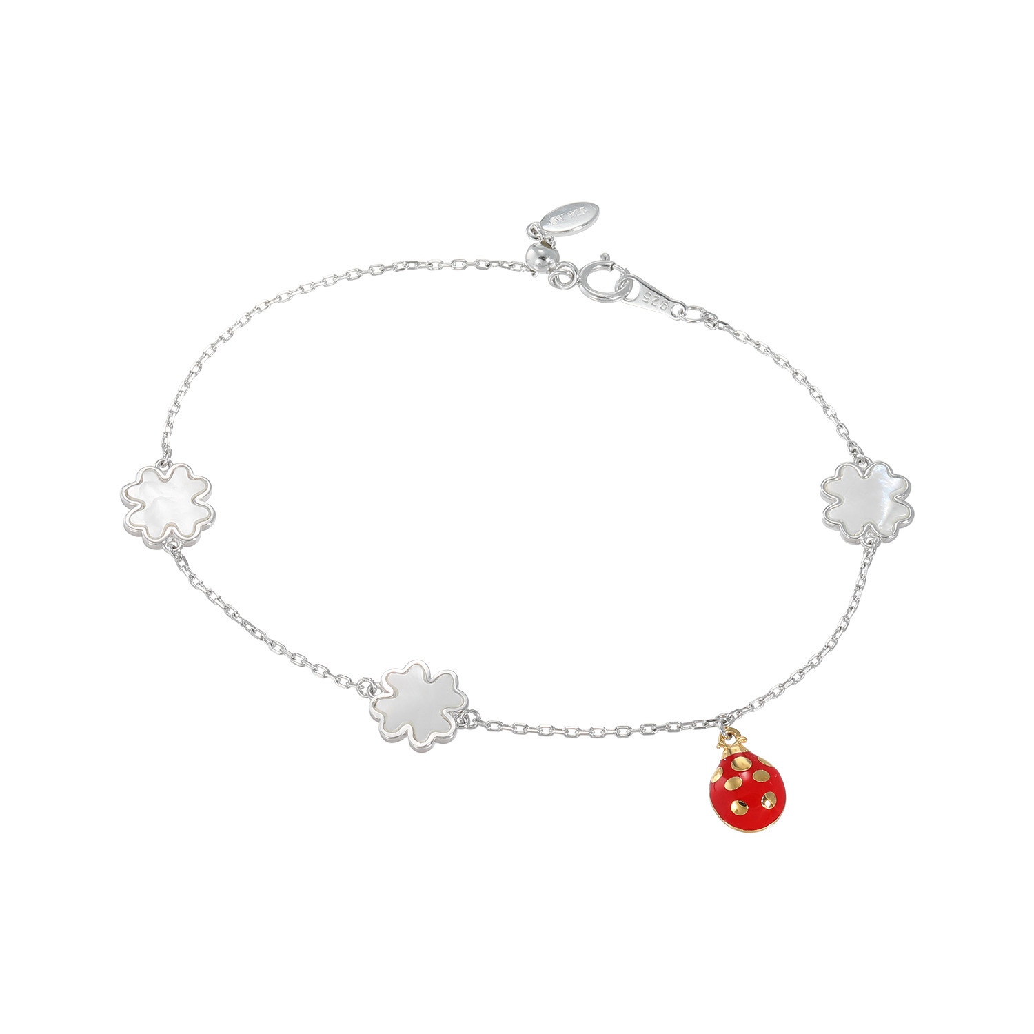 ルチェルーナ シルバー マザーオブパール ウィッシングハピネス デザインブレスレット