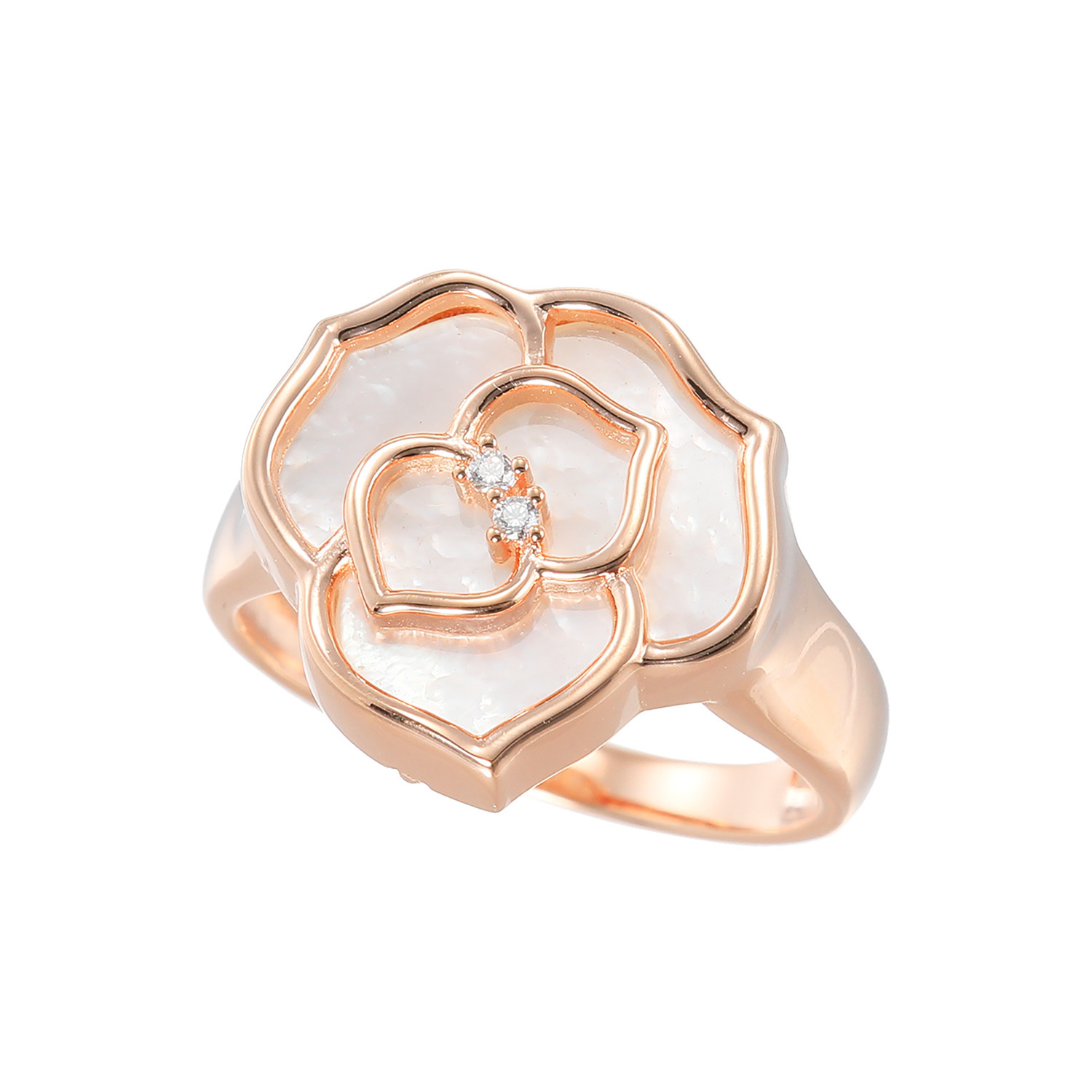 ルチェルーナ シルバー マザーオブパール＆ ＣＺ オーシャンローズ デザインリング