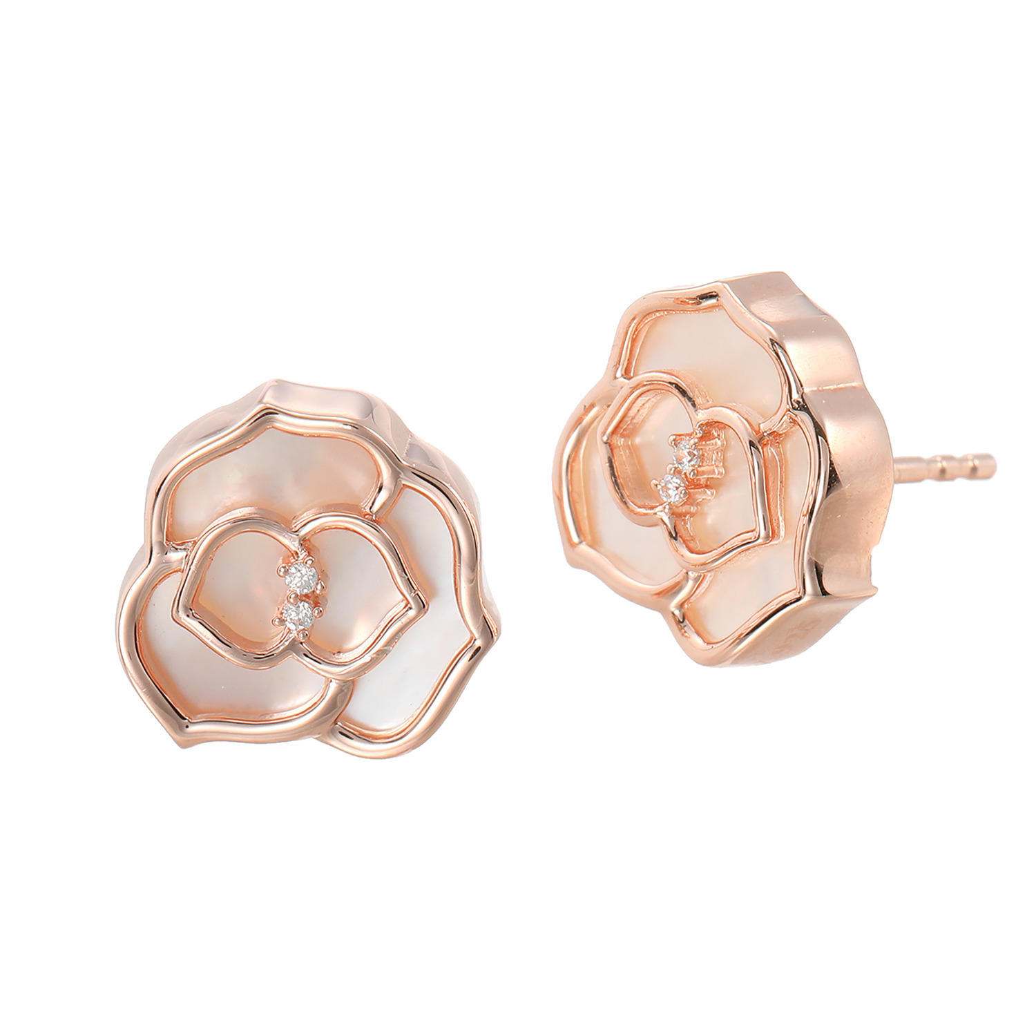 ルチェルーナ シルバー マザーオブパール＆ ＣＺ オーシャンローズ デザインピアス