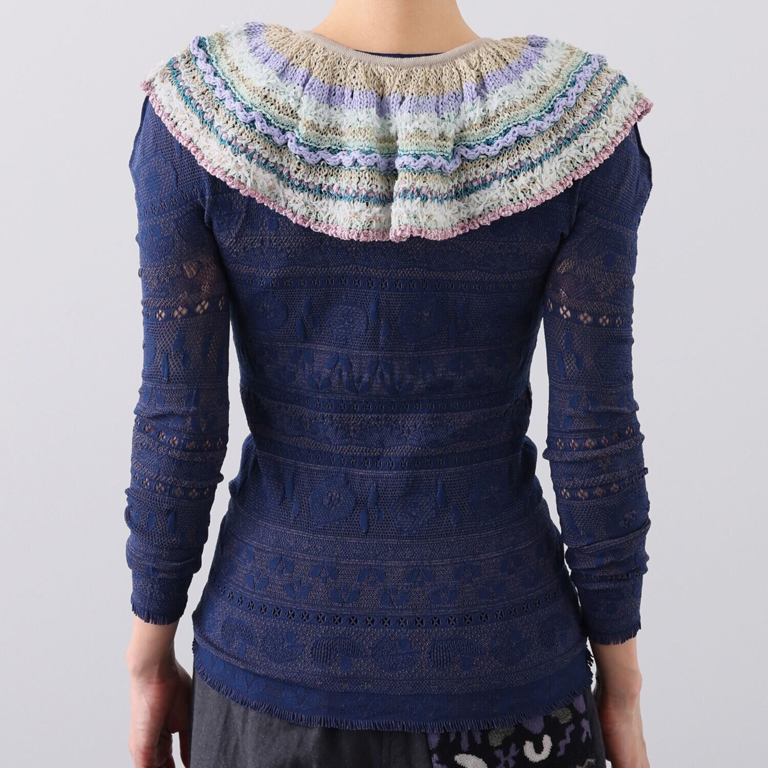 エム　アンド　キョウコ ウェーブレース ニット付け襟