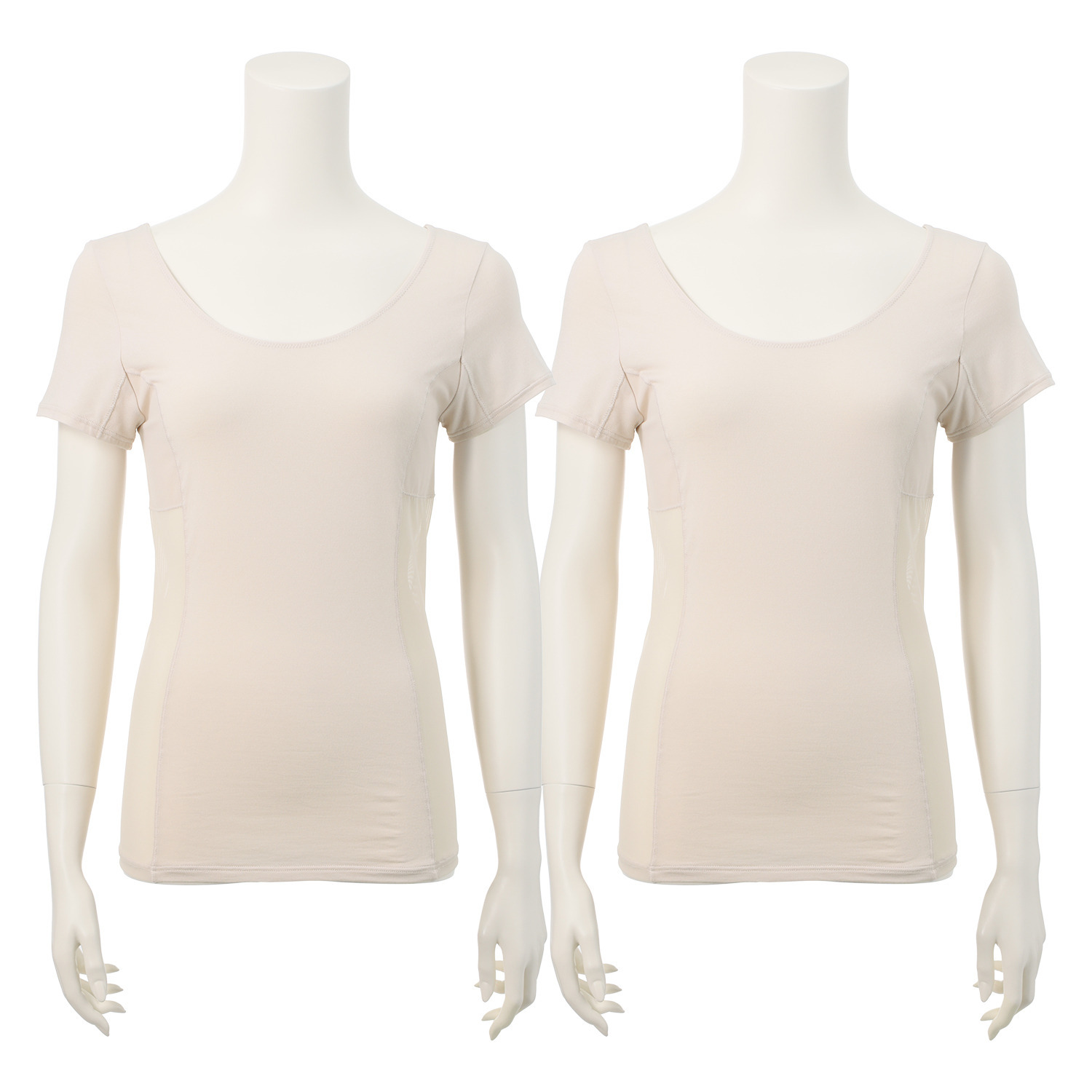 涼感ビューティー 接触冷感 汗取り付 脇メッシュ フレンチスリーブインナー ２枚セット