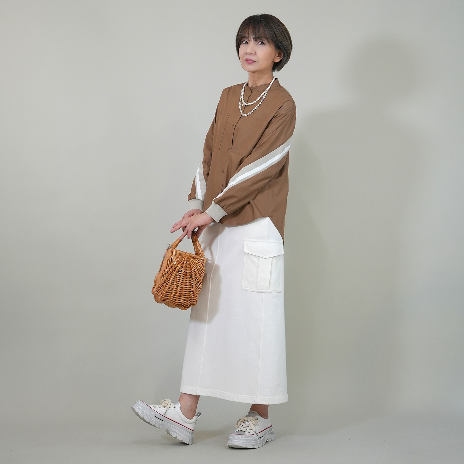 エムズ　スタイル ソフト裏毛 カーゴデザインスカート