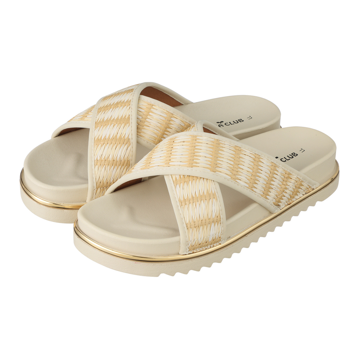 ズッカ　クラブ 雑材アクセント クロスデザイン 厚底サンダル