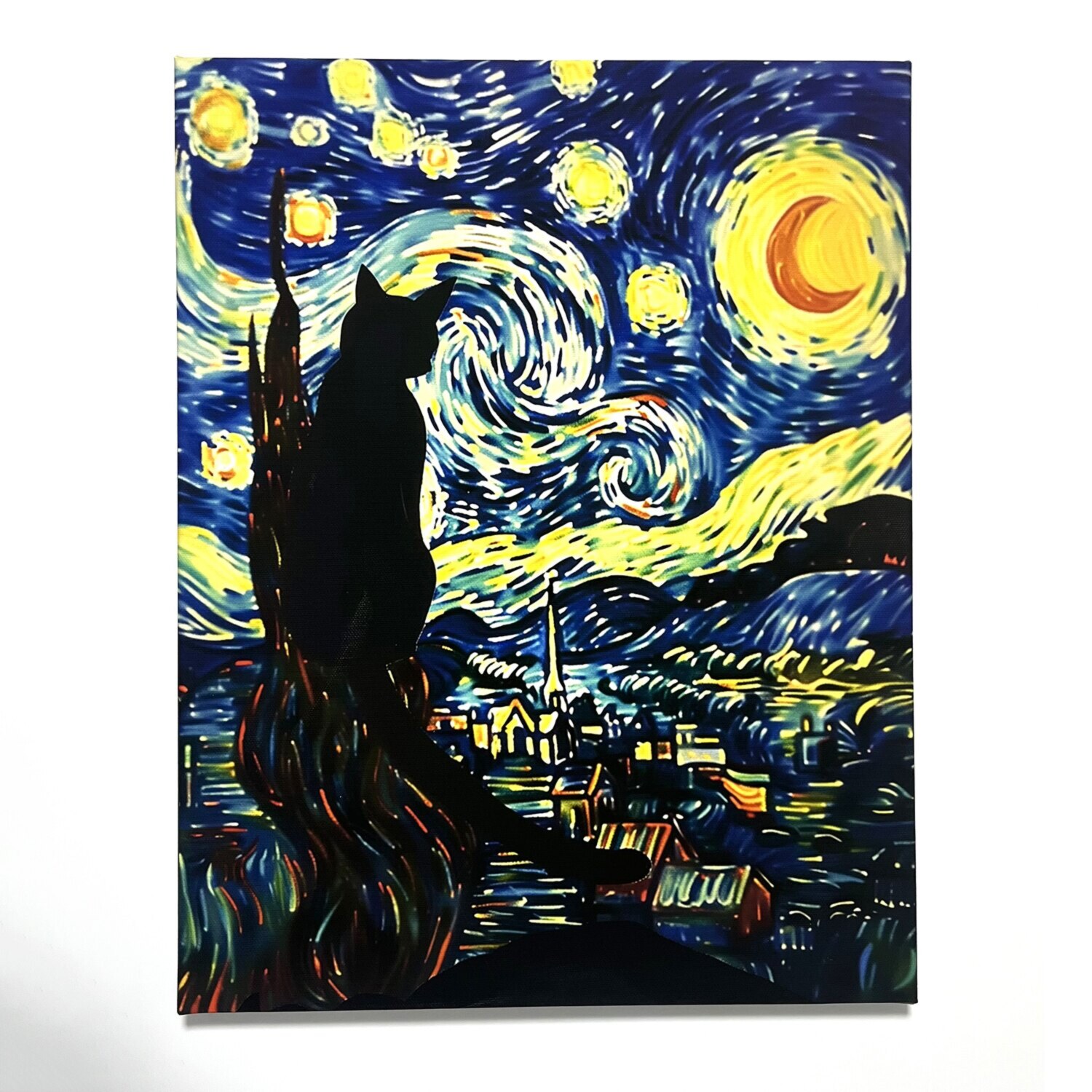 インテリアアート 猫シリーズ “星月猫”  ＜約４１×３２ｃｍ＞ 