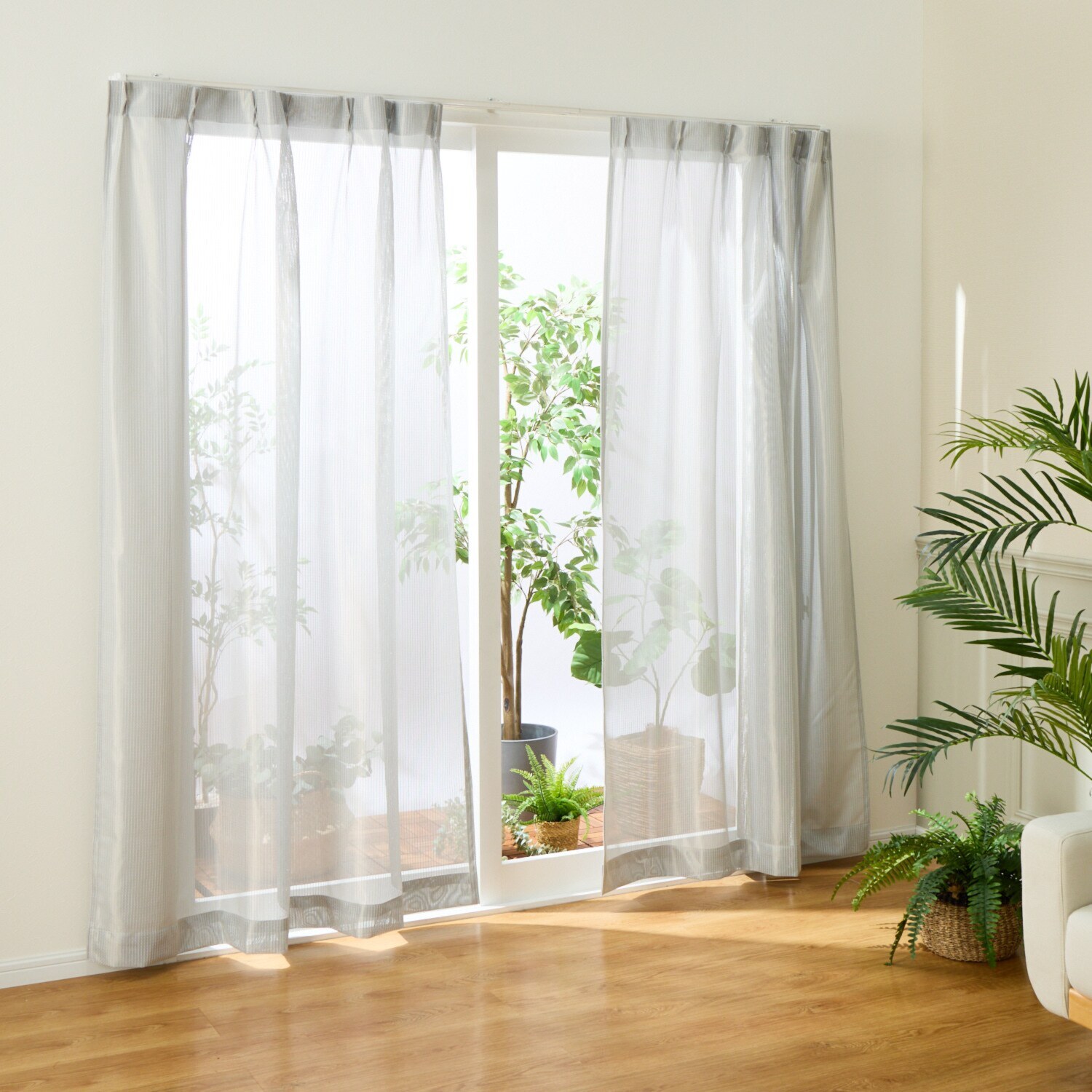 ＭＡＳＡ 日射熱をカット 冷房効率も助ける レースカーテン　150ｘ198　２枚 MASA 光と風を取り入れながら 日射熱をカット♪ 冷房効率も助ける