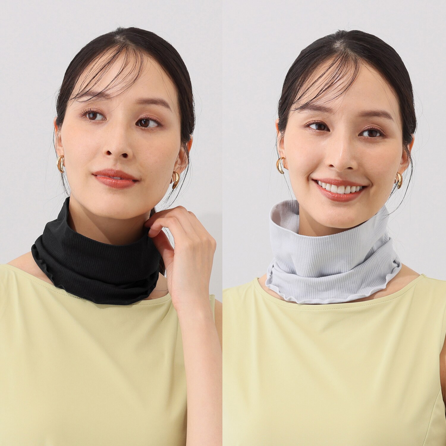 福助 日本製 ＵＶカット キシリトール加工 ひんやり伸び〜る ネックカバー２色セット