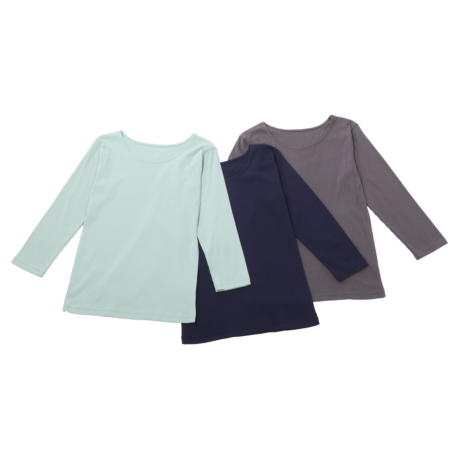 ジュエル オーガニックコットン混 ストレッチリブ編 七分袖インナー３枚セット